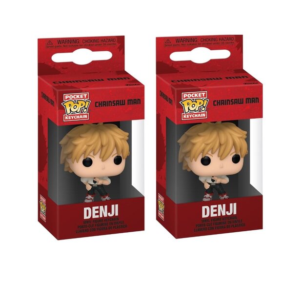 NEW Set 2 Funko Pocket POP Keychain Crunchy Roll Vinyl Chainsaw Man Figure Denji - Picture 1 of 9
